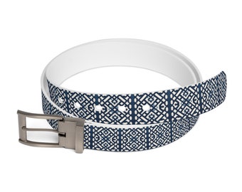 Navy Blue Square Pattern Belt