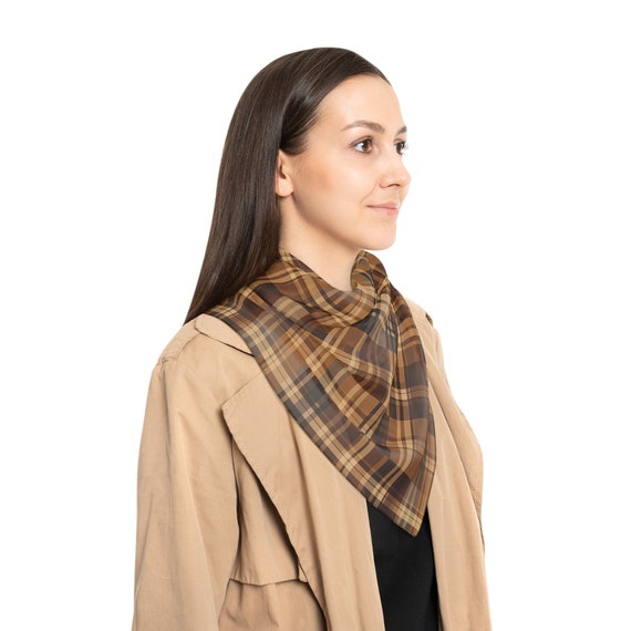 Brown Plaid Poly Scarf - Etsy display picture 1
