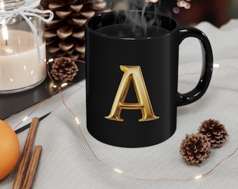 Letter "A" 11oz Black Mug
