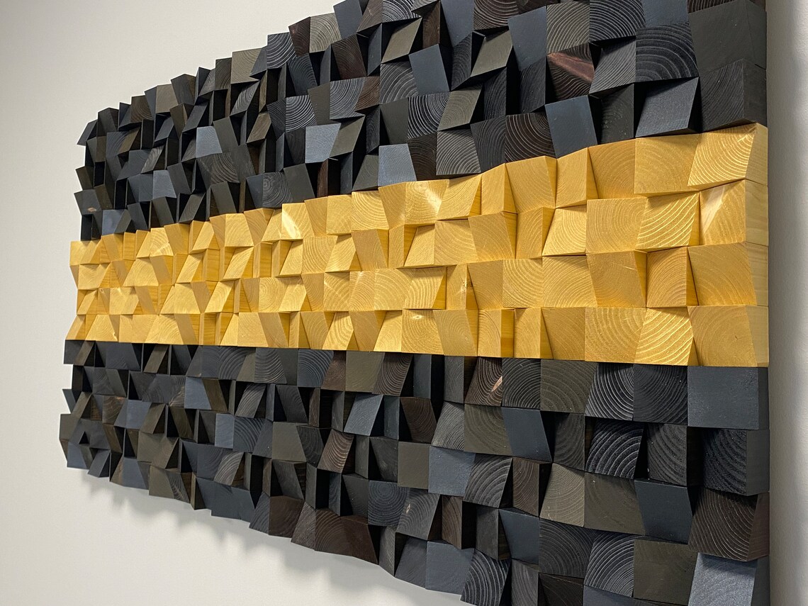 Black and Gold Wall Art golden Road Wood 3D Wall Art Wooden Wall