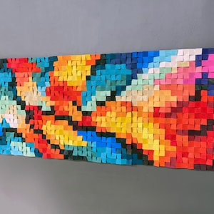 Wood Sound Diffuser &quot;Spring Flowers&quot; - Rustic Home Decor - Bedroom Art - Unique Wall Art - Mosaic Wall Art - Abstract Painting - Wall Art