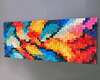 Wood Sound Diffuser &quot;Spring Flowers&quot; - Rustic Home Decor - Bedroom Art - Unique Wall Art - Mosaic Wall Art - Abstract Painting - Wall Art