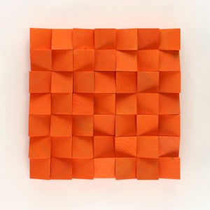 Nature Wall Art &quot;Pure Orange&quot; - Environment Wall Art - Wood Sound Diffusor - Modern Wood Wall Art - 3D Wall Art - Rustic Wooden Mosaic