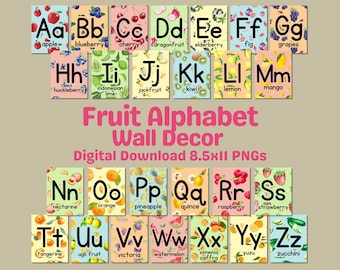 Fruit | Alphabet Printable Classroom or Bedroom Wall Decor | PNG