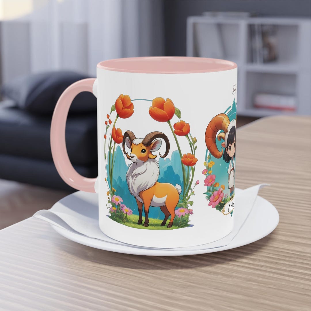 Aries Cupi Mug Zodiac Sign Collection, Two-tone Coffee Mug, 11oz ...