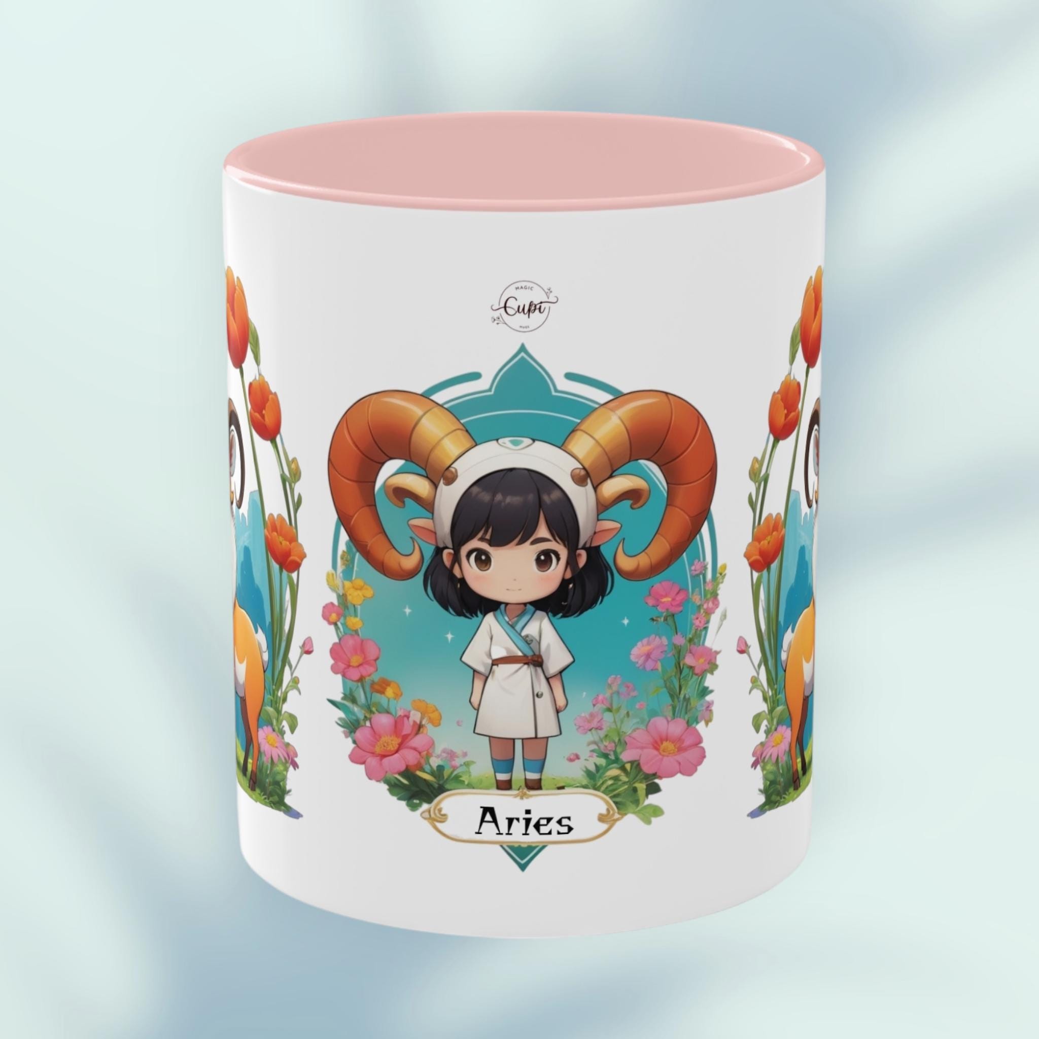 Aries Cupi Mug Zodiac Sign Collection, Two-tone Coffee Mug, 11oz ...