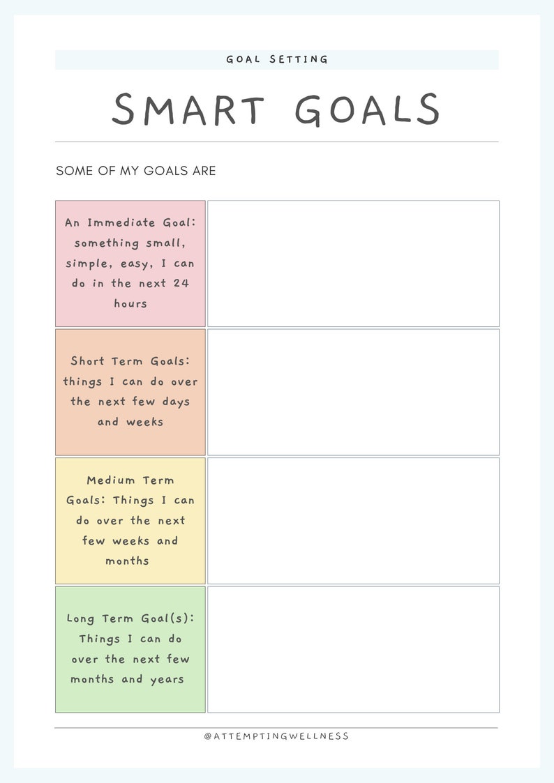 Goal Setting Worksheets - Etsy