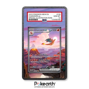 Charizard ex 199/165 - Etui met uitgebreide illustratie voor gegradeerde kaarten, displaydoos met uitgebreide illustratie