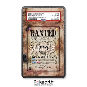 Può includere: Una carta collezionabile valutata con Monkey D. Luffy di One Piece. La carta mostra un design "RICERCATO" con testo giapponese e un'illustrazione del personaggio. La carta è racchiusa in un supporto protettivo con un grado di 10.