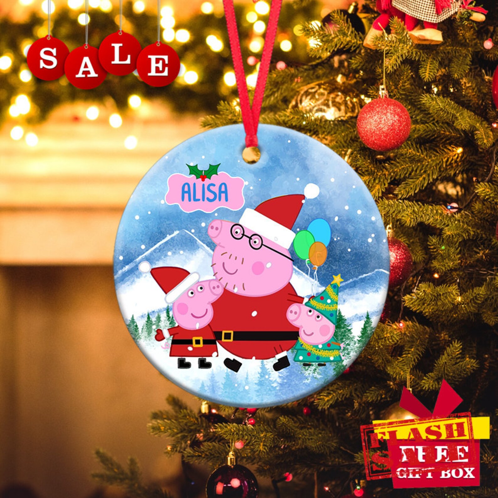 Peppa Pig Family Christmas Ornaments Peppa Pig Ornament Etsy