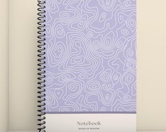 Terre A5 Spiral Notebook – Abstract Line Journal, Minimal Lavender Pattern Lined Notebook, Modern Stationery Gift