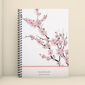 Sakura Spiral Notebook A5 – Cherry Blossom Journal, Pink Floral Notebook, Minimal Luxury Stationery Gift