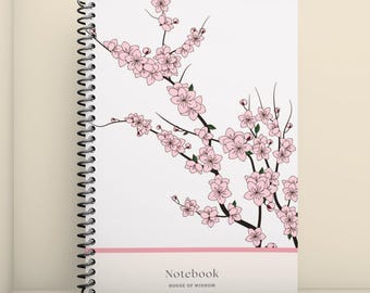 Sakura Spiral Notebook A5 – Cherry Blossom Journal, Pink Floral Notebook, Minimal Luxury Stationery Gift