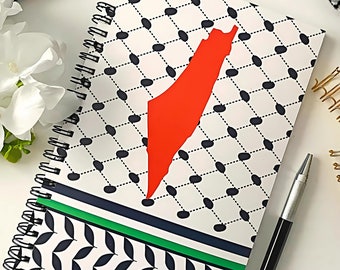 Palestinian Keffiyeh Pattern A5 Spiral Notebook - Middle Eastern Inspired Journal for Writing