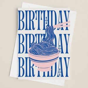 Cartão de aniversário de Ramen japonês | Saudação de tigela de Ramen de Tóquio inspirada em anime | Presente para amantes de sushi e macarrão