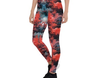 Crimson Flow Leggings: Ethereal Gothic Yoga Pants