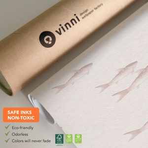 Watercolor Fish Wallpaper, Minimalistic Wall Mural, Fish Wallpaper