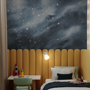 Carta da parati celeste del cielo notturno, papier peint ciel étoilé, papier peint panoramique ciel, carta da parati cielo, carta da parati stelle dorate blu