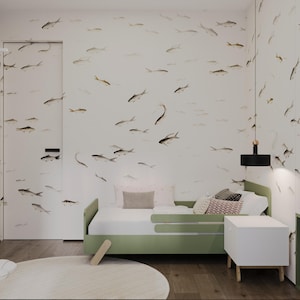 Fisch Tapete, Tapete Fisch, nautische Tapete, Meerestiere Tapete, Tapete See, Tapete Peint Poissons, Unikat, Unikat