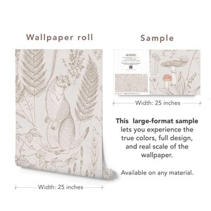 Cogumelo papel de parede, paddenstoel decoratie kinderkamer, bunny and mushroom mural, vintage kitchen mushroomwallpaper, nature wallpaper Sample