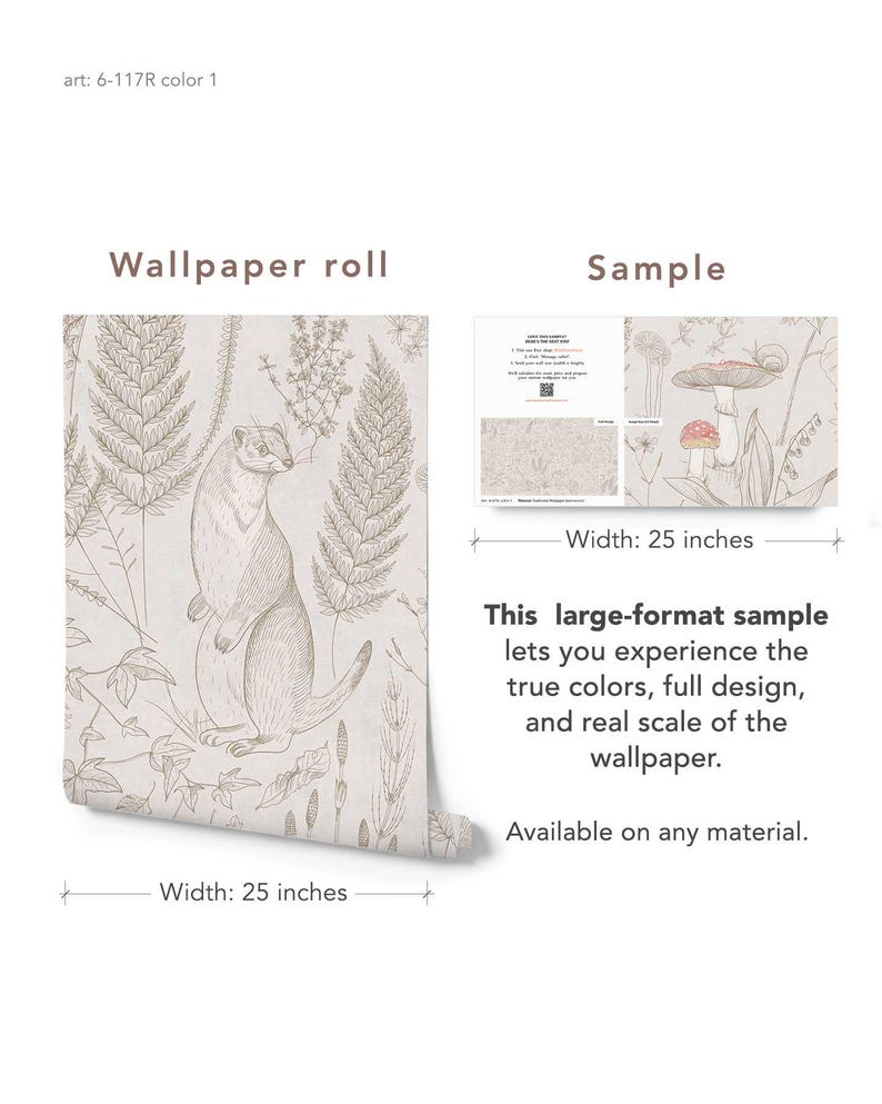 Cogumelo papel de parede, paddenstoel decoratie kinderkamer, bunny and mushroom mural, vintage kitchen mushroomwallpaper, nature wallpaper Sample