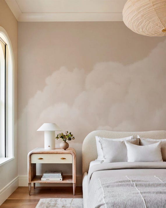 Neutral Cloud Wallpaper, Beige Wall M...