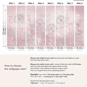 Soft Pink Dandelion Wallpaper – Botanical Floral Wall Mural for Nursery or Bedroom, 5-162-1 bild 5
