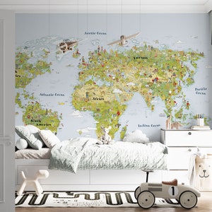 Riesen Weltkarte Wandbild, Kinder Wandbild, Weltkarte Wandbild für Kinderzimmer, Weihnachtsgeschenk Kleinkind, Weltkarte Wandbild für Kinderzimmer