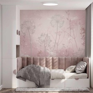 Soft Pink Dandelion Wallpaper – Botanical Floral Wall Mural for Nursery or Bedroom, 5-162-1 bild 12