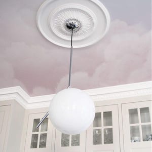 Pink and Blue Cloud Ceiling Wallpaper, Soft Sky Mural, Peel and Stick Ceiling Decor