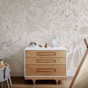 Cogumelo papel de parede, paddenstoel decoratie kinderkamer, bunny and mushroom mural, vintage kitchen mushroomwallpaper, nature wallpaper image 3