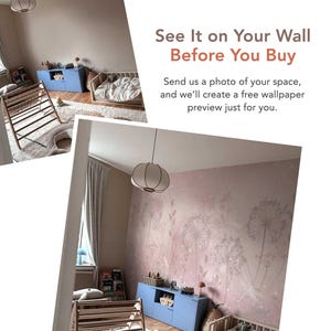 Soft Pink Dandelion Wallpaper – Botanical Floral Wall Mural for Nursery or Bedroom, 5-162-1 bild 4