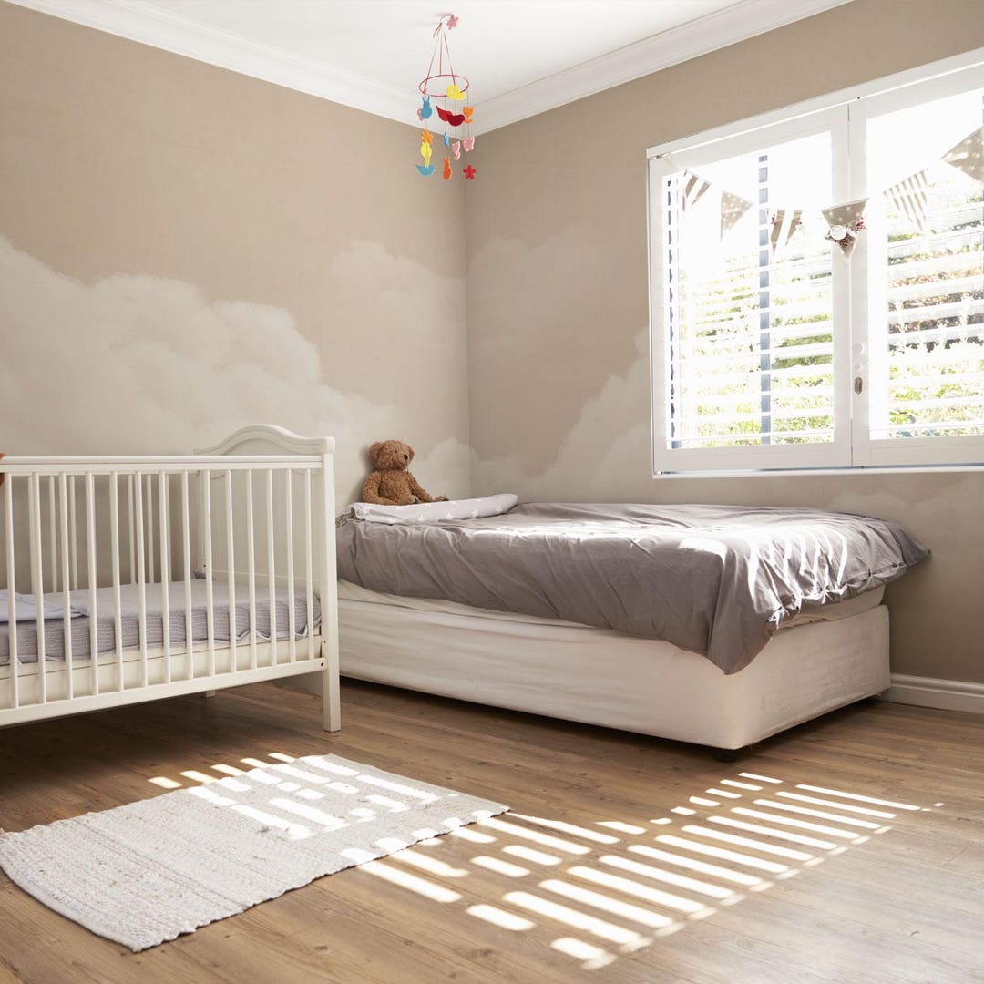 Neutral Cloud Nursery Wallpaper, Removable Beige Wall Mural for Baby ...
