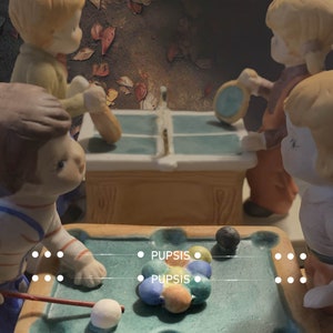 VTG Ceramic Set, (2) Pool and Ping Pong porcelain figurines, New mint condition see video.