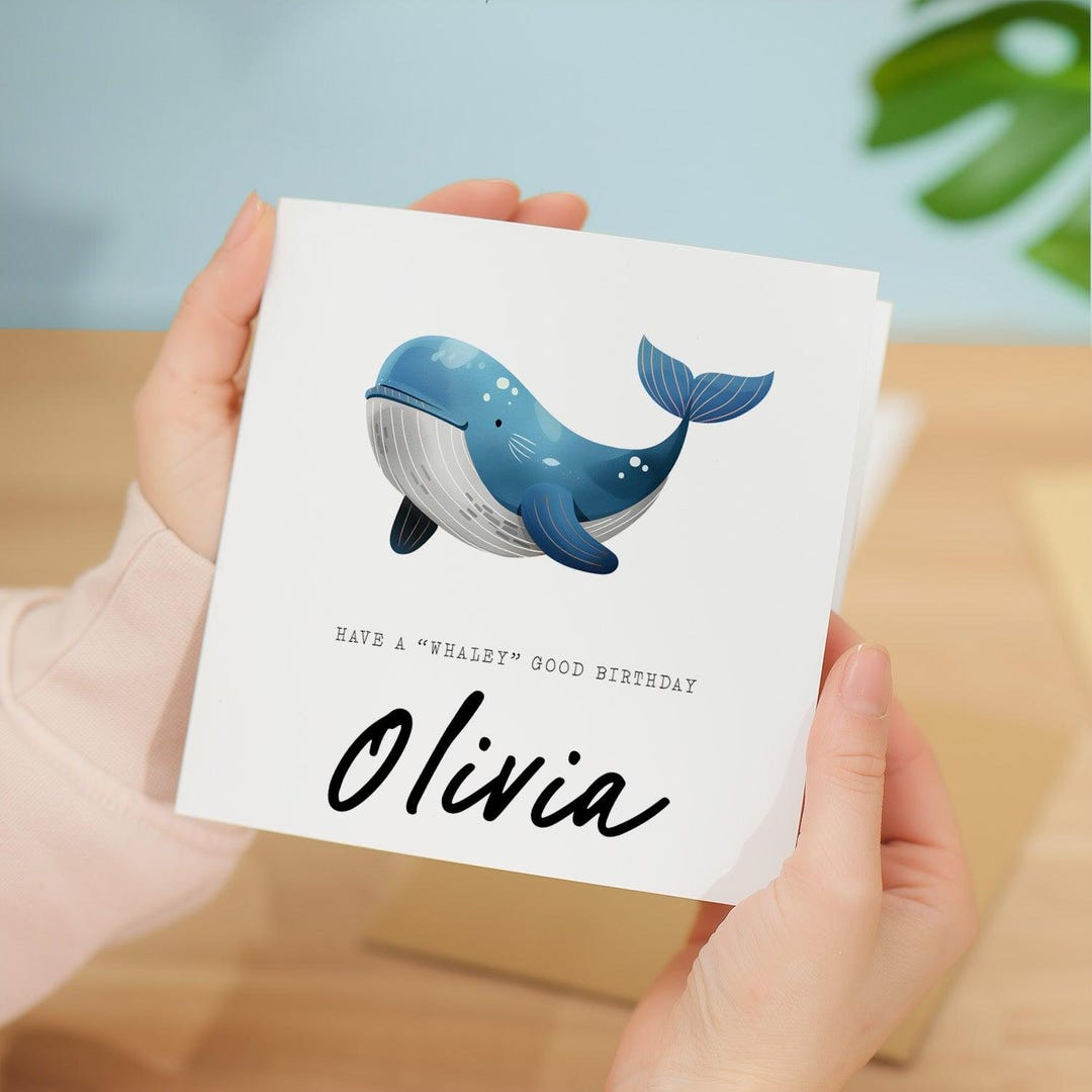 Personalised Children's Birthday Card Whale Childs Birthday Card Cute ...