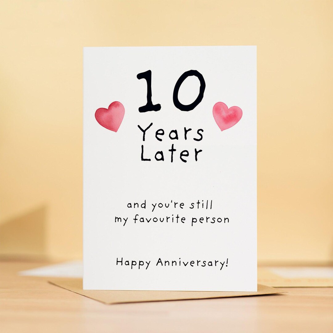 10th Wedding Anniversary Card for Wife Anniversary Card for Husband 10 ...