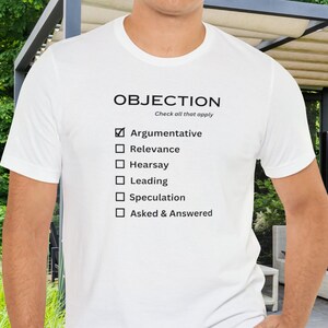 Objection Checklist - Short Sleeve T-Shirt - Lawyer Gift | Law School Student T-shirt | Lawyer shirt | Bar Exam Gift