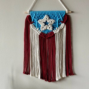Puerto Rico Flag Macrame, Wall Hanging Macrame, Macrame Decor, Puerto Rico