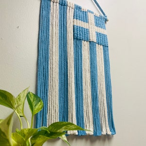 Greek Flag Macrame, Wall Hanging Macrame, Bohemian Decor, Macrame Decor, Greece