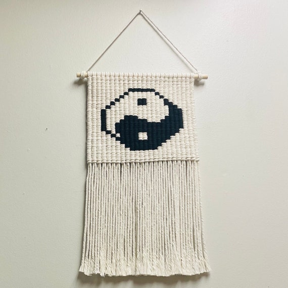 Suspension Murale Décorative Yin Yang - Tissu Soie/coton - Dimensions 26x10 Pouces