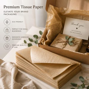 Eco Friendly Tissue Paper Sheets, Kraft Brown Packaging Tissue for Sustainable Small Business Packaging