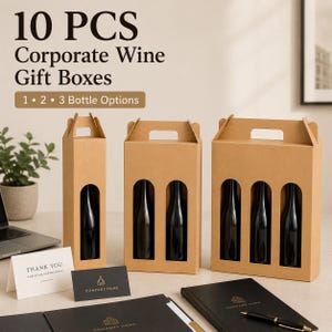 10 Confezioni regalo aziendali per vino, scatole per il trasporto di bottiglie di vino, confezioni regalo aziendali, regali per ringraziare i clienti, opzioni per 1, 2 o 3 bottiglie