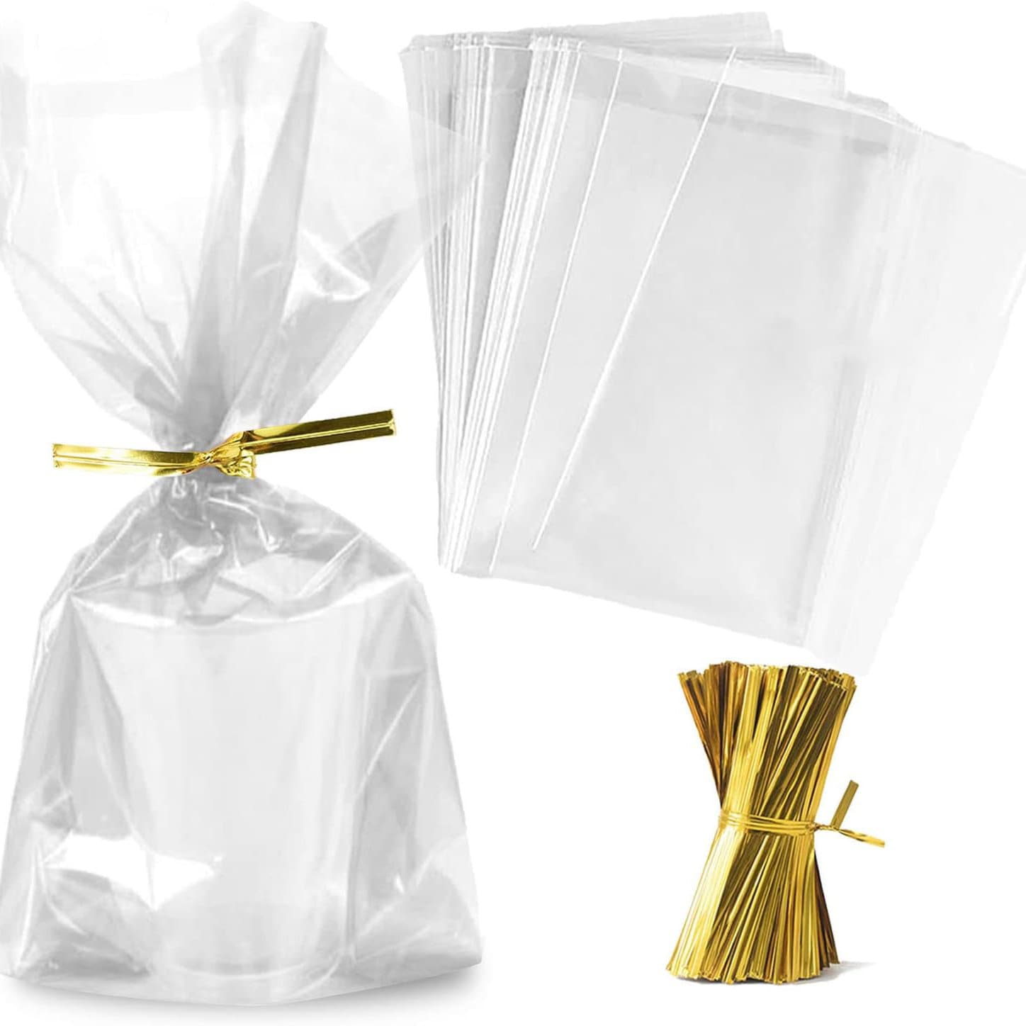 200PCS Clear Bags Transparent Open Top Plastic Bags for Party Favors ...