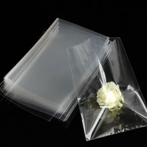 200 pièces sacs transparents sacs en plastique transparents à toit ouvert pour accessoires de fête fournitures pour emballage de produit bijoux sac en cellophane pour cadeau souvenir