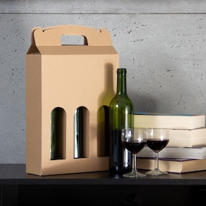 10 pezzi Portabottiglie di vino in cartone Kraft Confezione regalo Scatola per bottiglie Scatola regalo per vino per una, due e tre bottiglie di vino Scatole di cartone