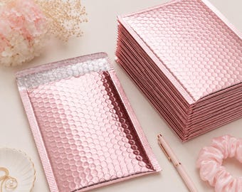 Rose Gold Bubble Mailers, Metallic Padded Shipping Envelopes, Waterproof Self Seal Mailers, Small Business Packaging