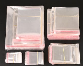 200 bolsas de OPP autosellables transparentes, bolsas de celofán resellables para joyería y embalaje para pequeñas empresas.