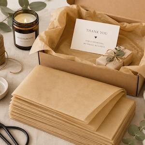 Feuilles de papier de soie kraft pour l'emballage des petites entreprises, Papier de soie d'emballage de qualité supérieure, Fournitures d'emballage de boutique écologiques