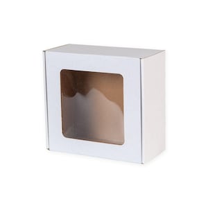 5 piezas 200*200*100 mm Caja plegable negra con ventana Caja de regalo Caja de cartón negra para envío con tapa, Caja de regalo, Caja para regalo, FEFCO 0427