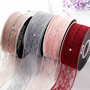 22 m/40 mm kant lint rol bruiloft lint decoratieve kant rol decoratieve kant rol cadeaupapier en verpakking kant bruiloft